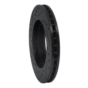 Nissan NP300 Brake Rotor (1) - Front Right - R1 Concepts - Drilled & Slotted - Black - `98-`15